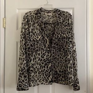 Leopard Print Sheer Blouse